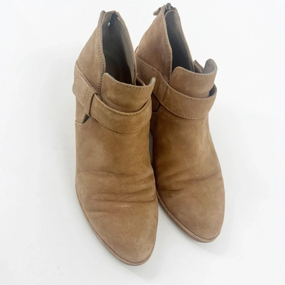 ✅ Eileen Fisher Womens Ankle‎ Boots Size 7 Almond Toe Brown Strap Leather Autumn